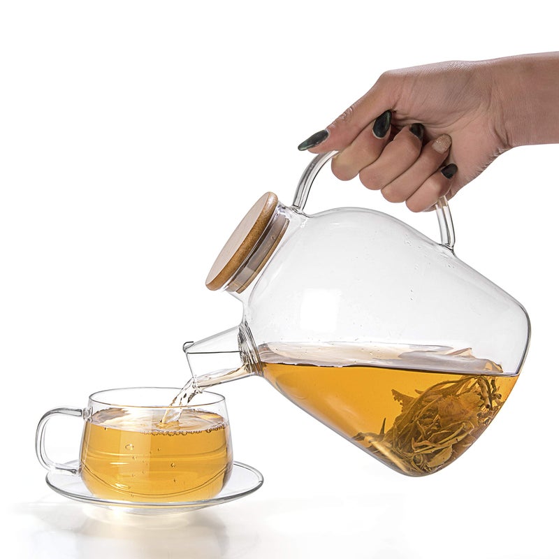 Tealyra - Glass Stove-top Kettle 60-ounce - Teapot - Heat Resistant Borosilicate - Pitcher - Carafe - No-Dripping - For Tea Juice Water - Hot or Iced - 1800ml - Image 2